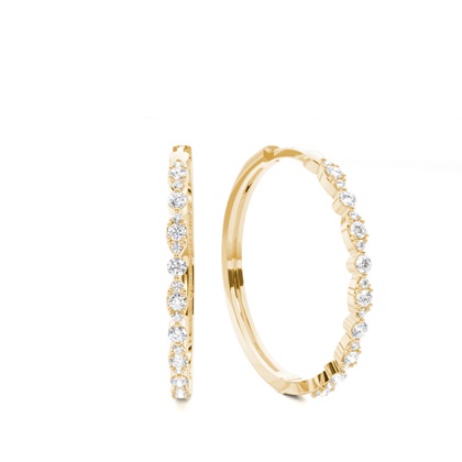 Prong Setting Round Diamond Hoop Earrings