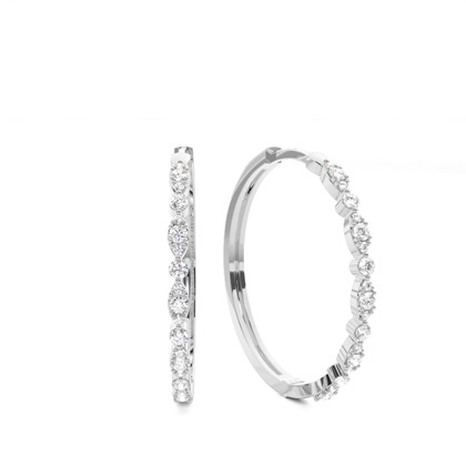 Prong Setting Round Diamond Hoop Earrings