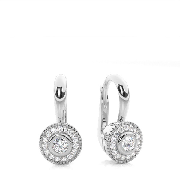 Bezel Setting Round Diamond Hoop Earrings