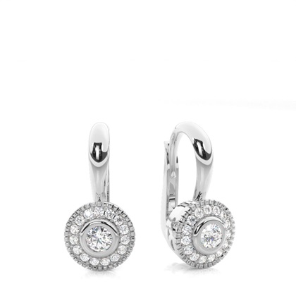 Bezel Setting Round Diamond Hoop Earrings