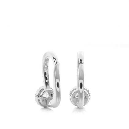 Micro Prong Setting Round Diamond Hoop Earrings