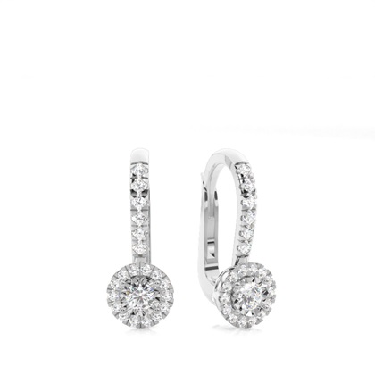 Micro Prong Setting Round Diamond Hoop Earrings
