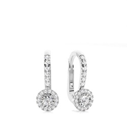 Micro Prong Setting Round Diamond Hoop Earrings