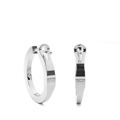 Micro Prong Setting Round Diamond Hoop Earrings