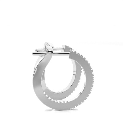 Micro Prong Setting Round Diamond Hoop Earrings