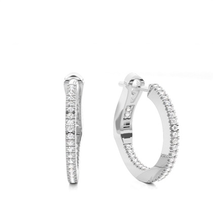 Micro Prong Setting Round Diamond Hoop Earrings