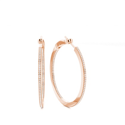 Micro Prong Setting Round Diamond Hoop Earrings