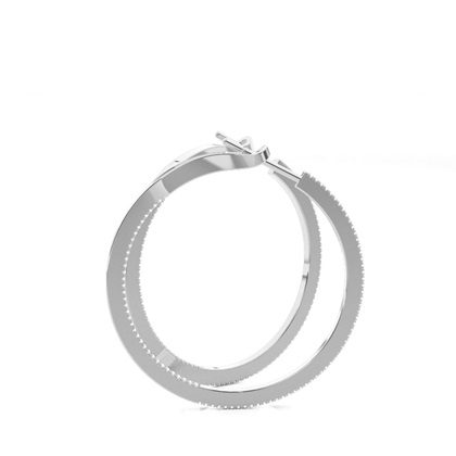 Micro Prong Setting Round Diamond Hoop Earrings