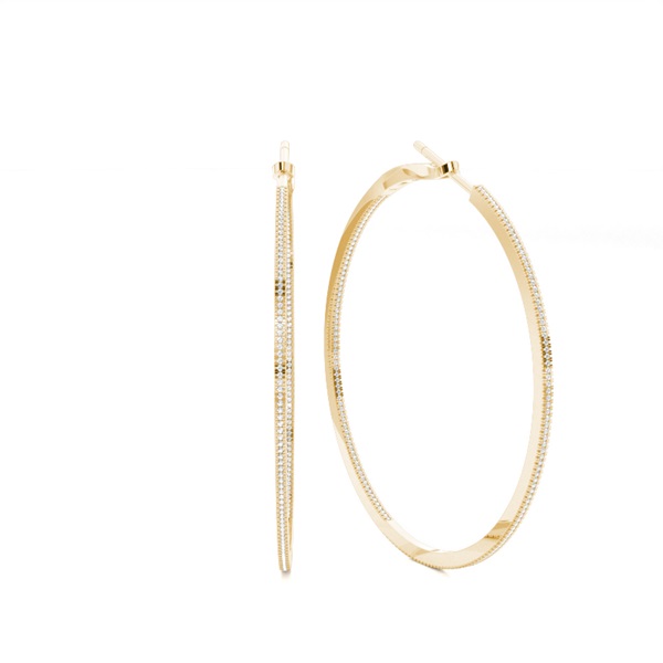 Micro Prong Setting Round Diamond Hoop Earrings