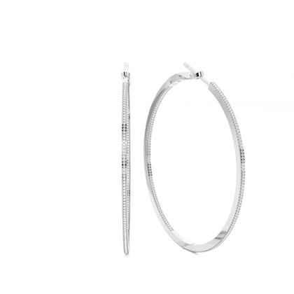 Micro Prong Setting Round Diamond Hoop Earrings