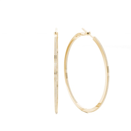 Micro Prong Setting Round Diamond Hoop Earrings
