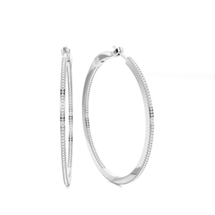 Micro Prong Setting Round Diamond Hoop Earrings