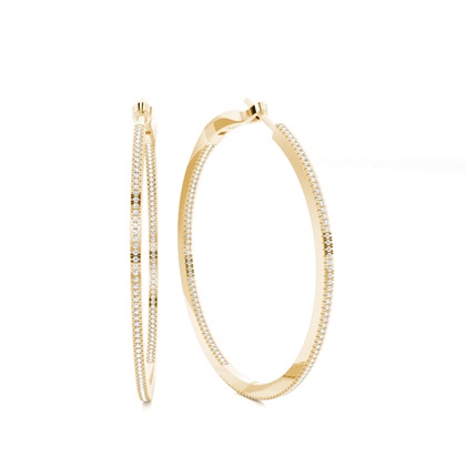 Micro Prong Setting Round Diamond Hoop Earrings