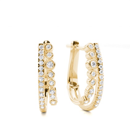 Bezel Setting Round Diamond Hoop Earrings