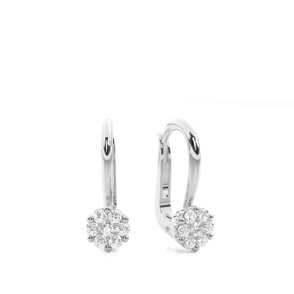 Prong Setting Round Diamond Hoop Earrings