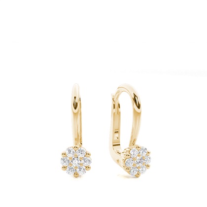 Prong Setting Round Diamond Hoop Earrings