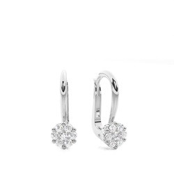 Prong Setting Round Diamond Hoop Earrings