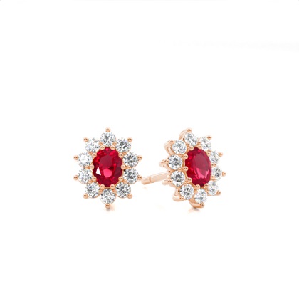Rose Gold Ruby Earrings Diamond