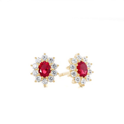 Yellow Gold Ruby Earrings Diamond