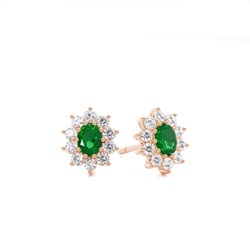 Prong Setting Halo Emerald Earring