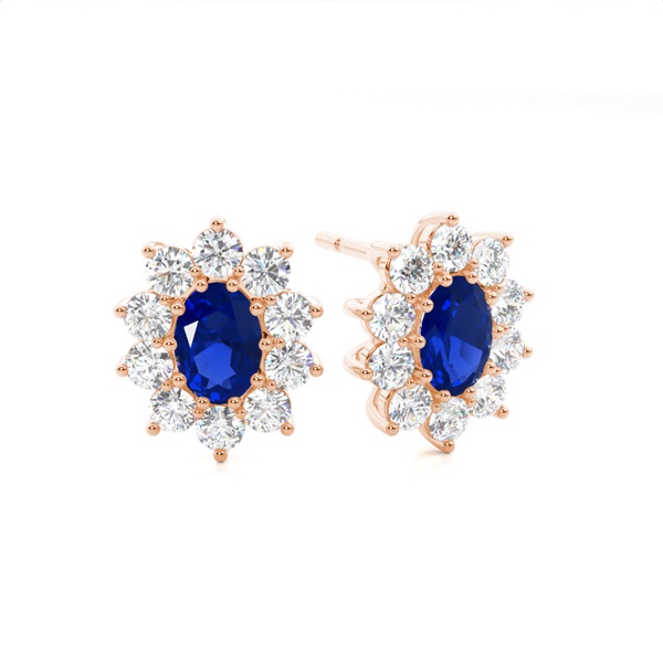 Prong Setting Halo Blue Sapphire Earring
