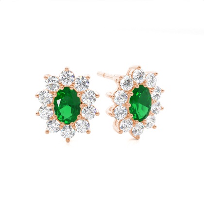 Rose Gold Emerald Diamond Earrings Diamond