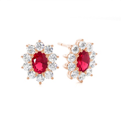 Rose Gold Ruby Earrings Diamond