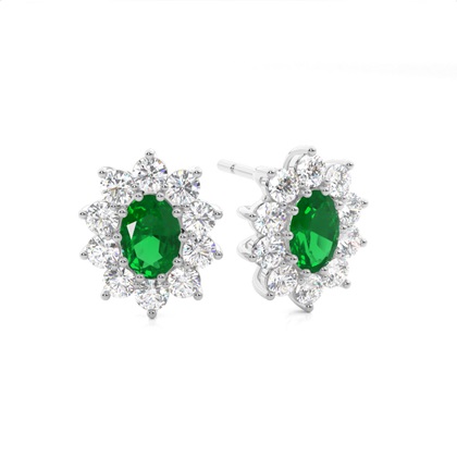 Prong Setting Halo Emerald Earring