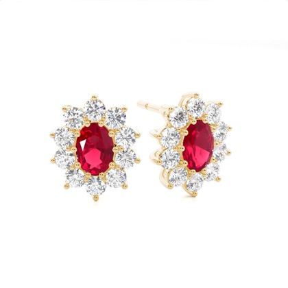Yellow Gold Ruby Earrings Diamond