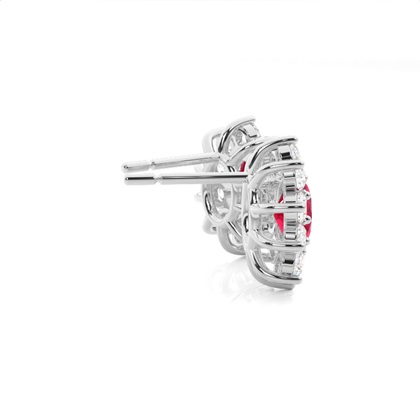 Halo-Rubinohrring in Krappenfassung