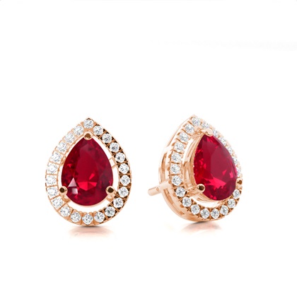 Rose Gold Ruby Earrings Diamond