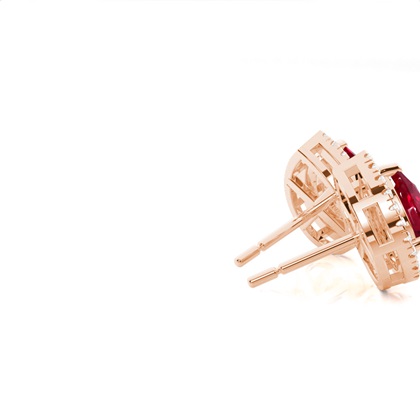 Halo-Rubinohrring in Krappenfassung