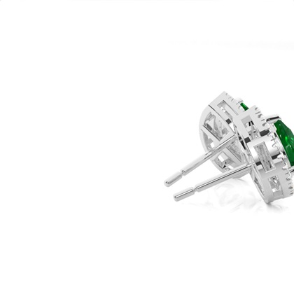 Zinkeneinstellung runder smaragd halo-Ohrstecker