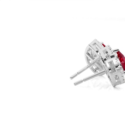 Halo-Rubinohrring in Krappenfassung