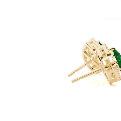 Zinkeneinstellung runder smaragd halo-Ohrstecker