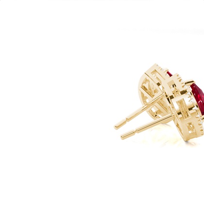 Halo-Rubinohrring in Krappenfassung