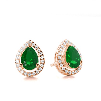 Prong Setting Halo Emerald Earring