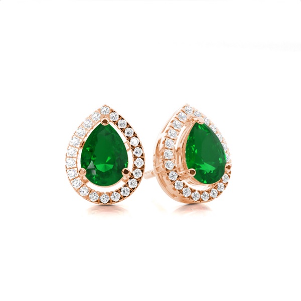 Prong Setting Halo Emerald Earring
