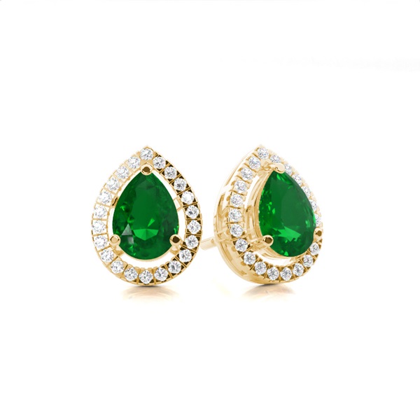 Prong Setting Halo Emerald Earring