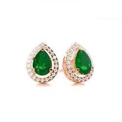 Prong Setting Halo Emerald Earring