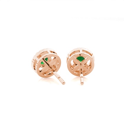 Prong Setting Halo Emerald Earring
