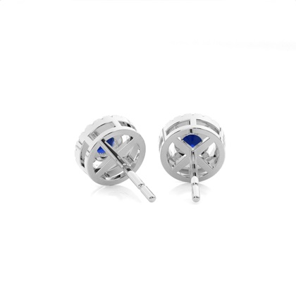 Prong Setting Halo Blue Sapphire Earring