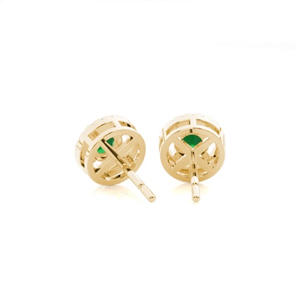 Prong Setting Halo Emerald Earring