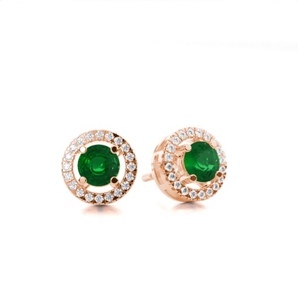 Prong Setting Halo Emerald Earring