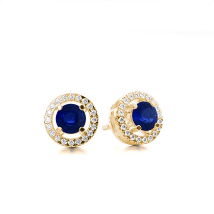 Prong Setting Halo Blue Sapphire Earring