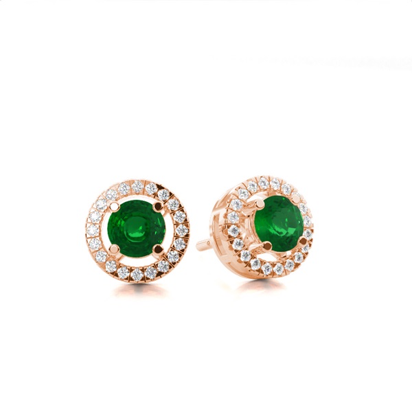 Prong Setting Halo Emerald Earring