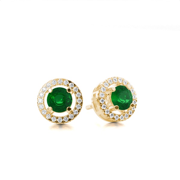 Prong Setting Halo Emerald Earring