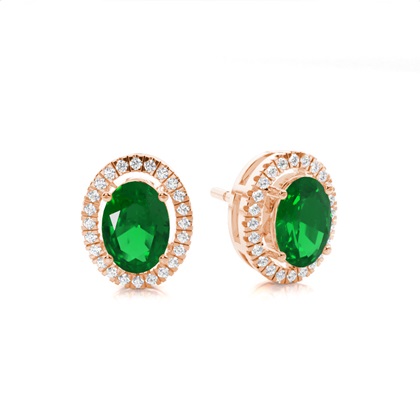Prong Setting Halo Emerald Earring