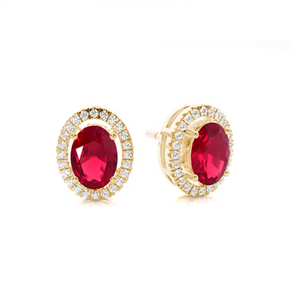 Prong Setting Halo Ruby Earring
