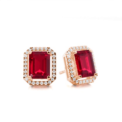 Rose Gold Ruby Earrings Diamond